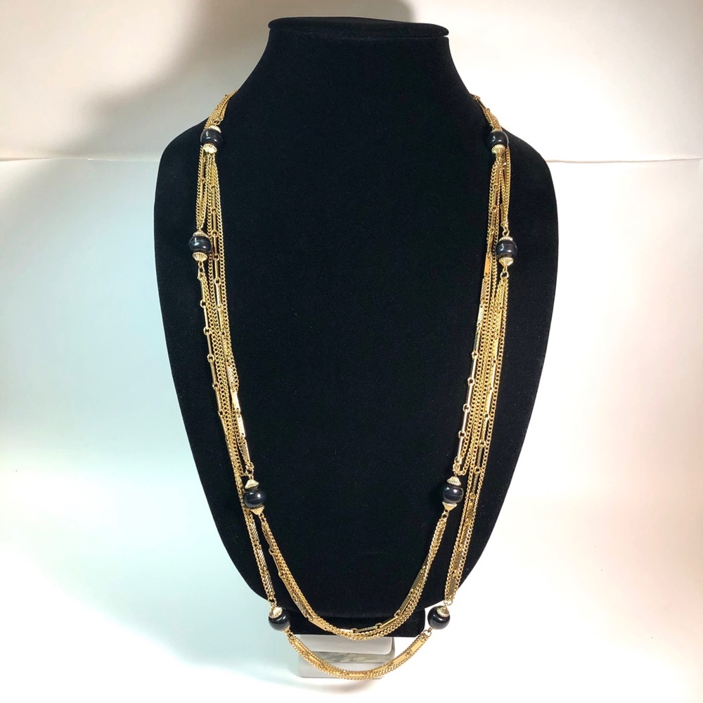 Multi-strand vintage gold tone necklace